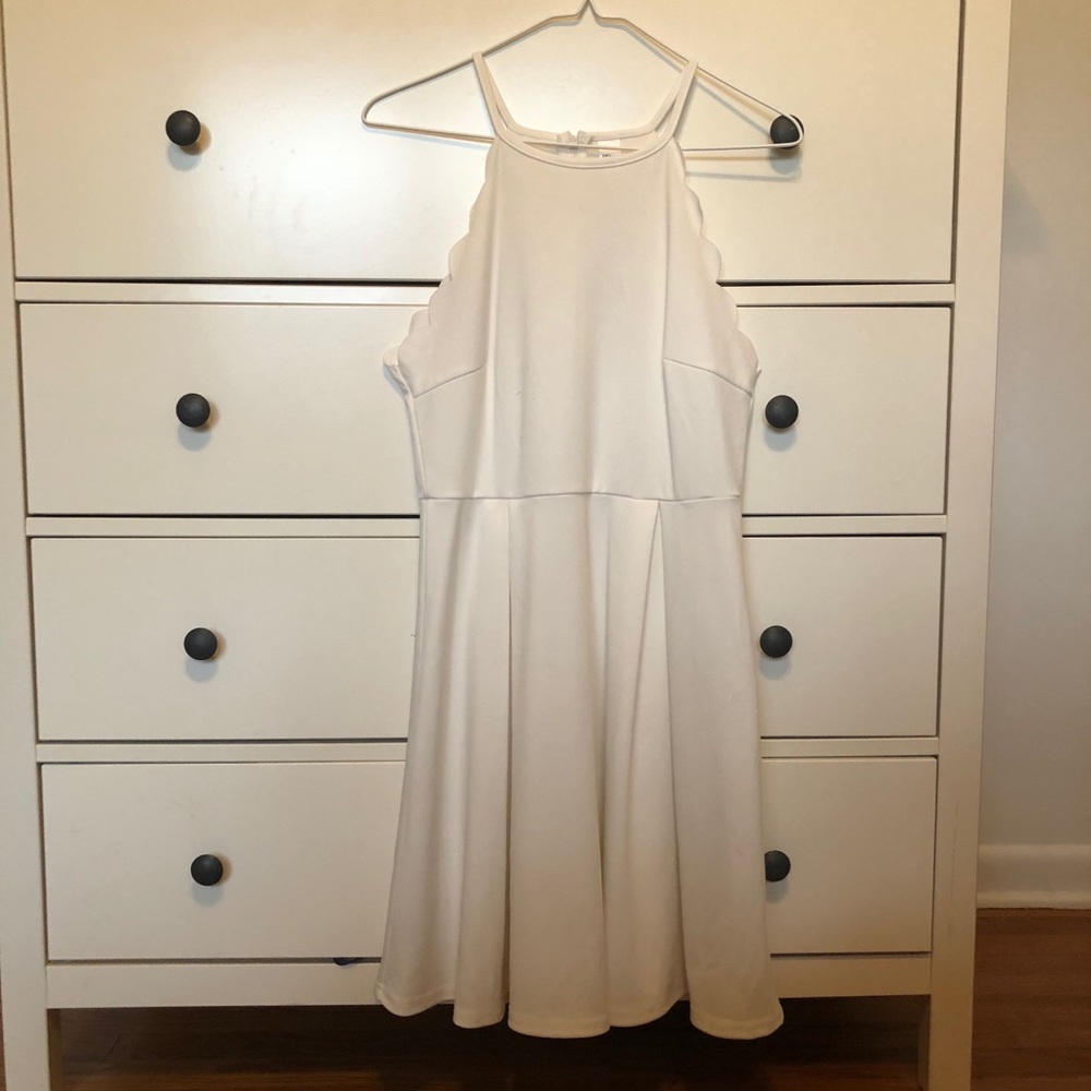 Scalloped White Dress